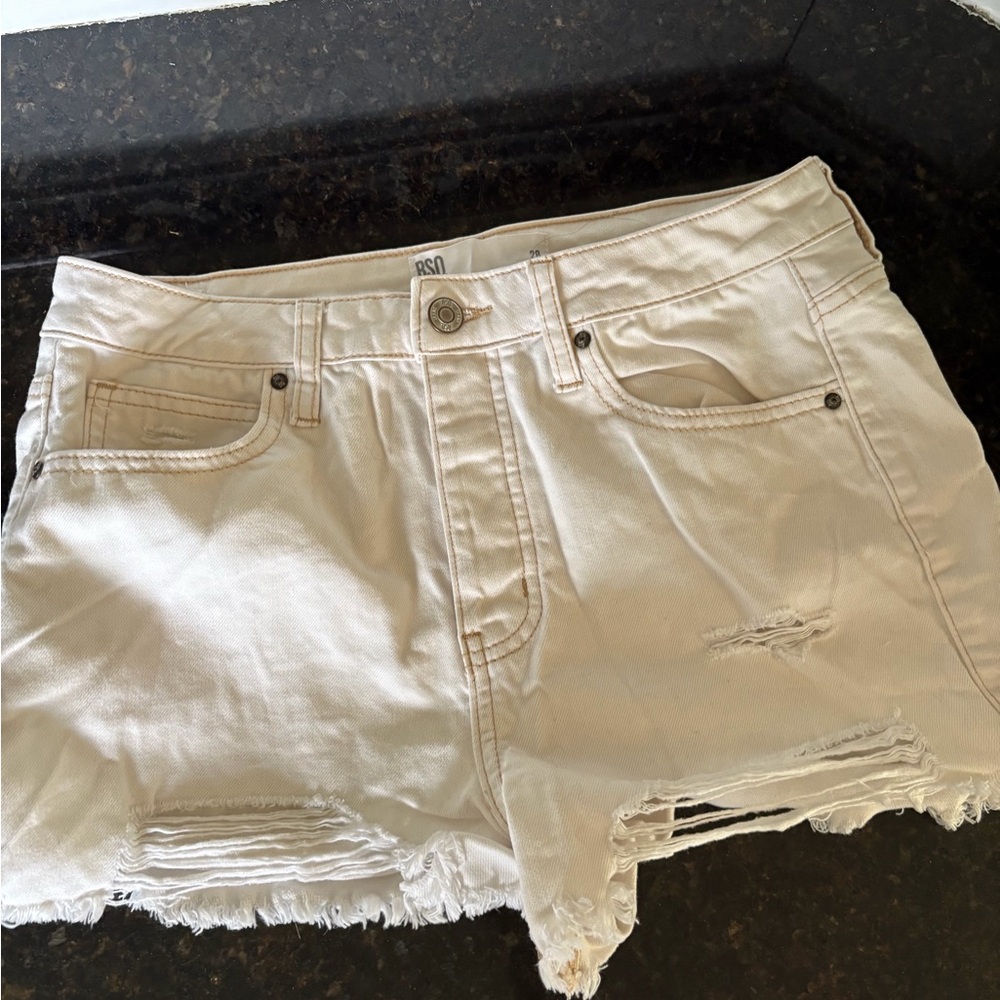 RSQ White Distressed Denim Cutoff Shorts